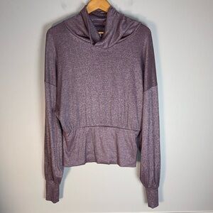 Free People Glam Turtleneck Purple Metallic Sparkly Large